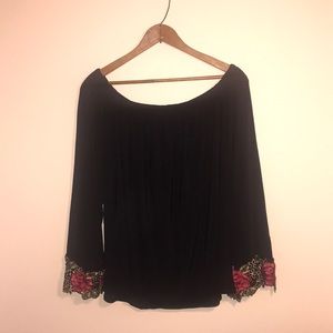 Embroidered off the shoulder top